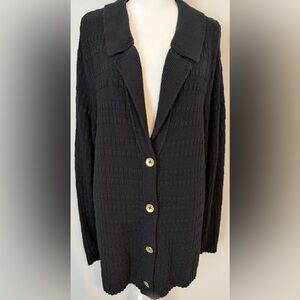 J. Jill Textured Cardigan - Black - Size XL